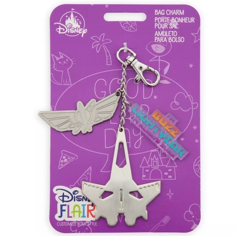 NWT. Flair Bag Charm lightyear with metal Space Ranger & Zurg charms
